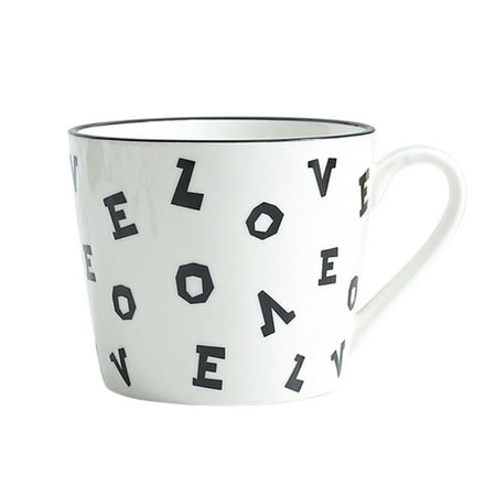 

Haifle Letter Print Ceramic Cup With Handle Porcelain Mug Ceramic Mug Oz Microwave Safe For Office Kitchen-White-a