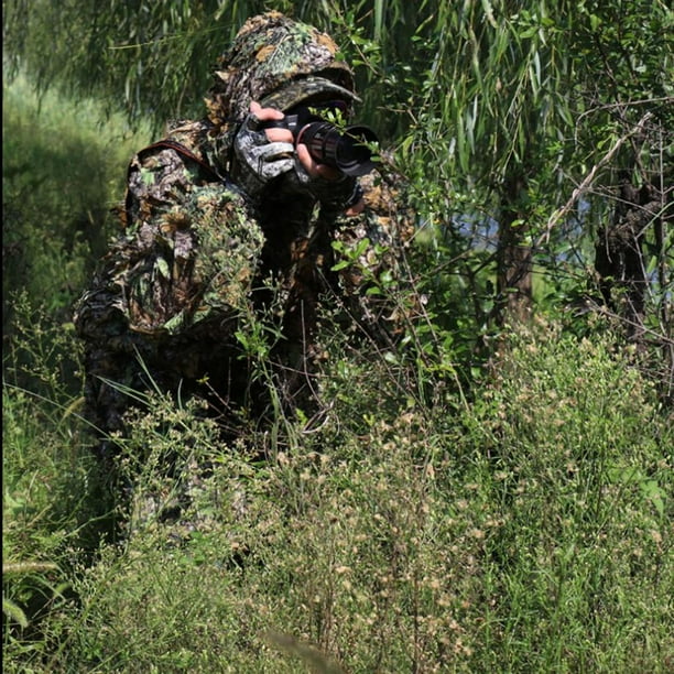 Ghillie premium hoja 3d adultos ghillie bosque camuflaje chaqueta con capucha pantalones conjunto para ejercicio los adultos dynwavemx trajes