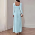 thumbnail image 5 of MYAOYI Womens Long Sleeve A-Line Dress Square Neck Pleated Maxi, 5 of 8