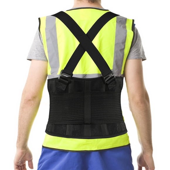 Faja lumbar TEKOMVO para el trabajo - Cinturón de soporte lumbar para aliviar el dolor lumbar, levantar objetos pesados y hernias discales - Faja lumbar industrial para el trabajo con correas para los