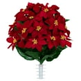 thumbnail image 4 of Sympathy Silks Artificial Cemetery Flowers 2 Red Poinsettia Bouquets and Saddle, 4 of 9
