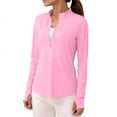 thumbnail image 7 of Women's Golf Polo Blouses Long Sleeve Shirts Zipper V Neck UPF 50+ Sun Protection Quick Dry Lightweight Active Tennis Shirts Workout Riding Tops, 7 of 7
