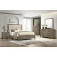 thumbnail image 4 of Beautiful Gray Finish 1Pc King Size Beige Fabric Upholstered Panel Bed Wooden Furniture, 4 of 4