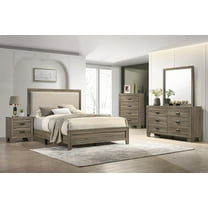 Beautiful Gray Finish 4Pc Full Size Upholstered HB Panel Bed Set Wooden Bedroom Furniture