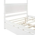 thumbnail image 6 of Full Size Canopy Bed with Trundle Bed, Wood Full Platform Bed with Headboard, Footboard and Slat Support, Modern 4 Poster Panel Bed, No Box Spring Needed, Brushed White, 6 of 7