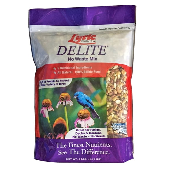 Lyric Delite Wild Bird Seed, No Waste Bird Food Mix with Shell-Free Nuts & Seeds 5 lb Bag