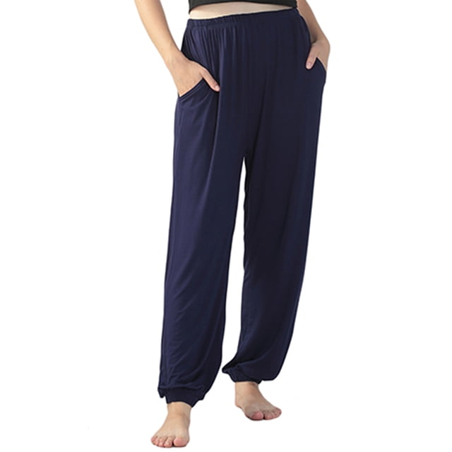 LUXUR Ladies Straight Leg Bottoms Tummy Control Sport Trousers Navy Blue 3XL