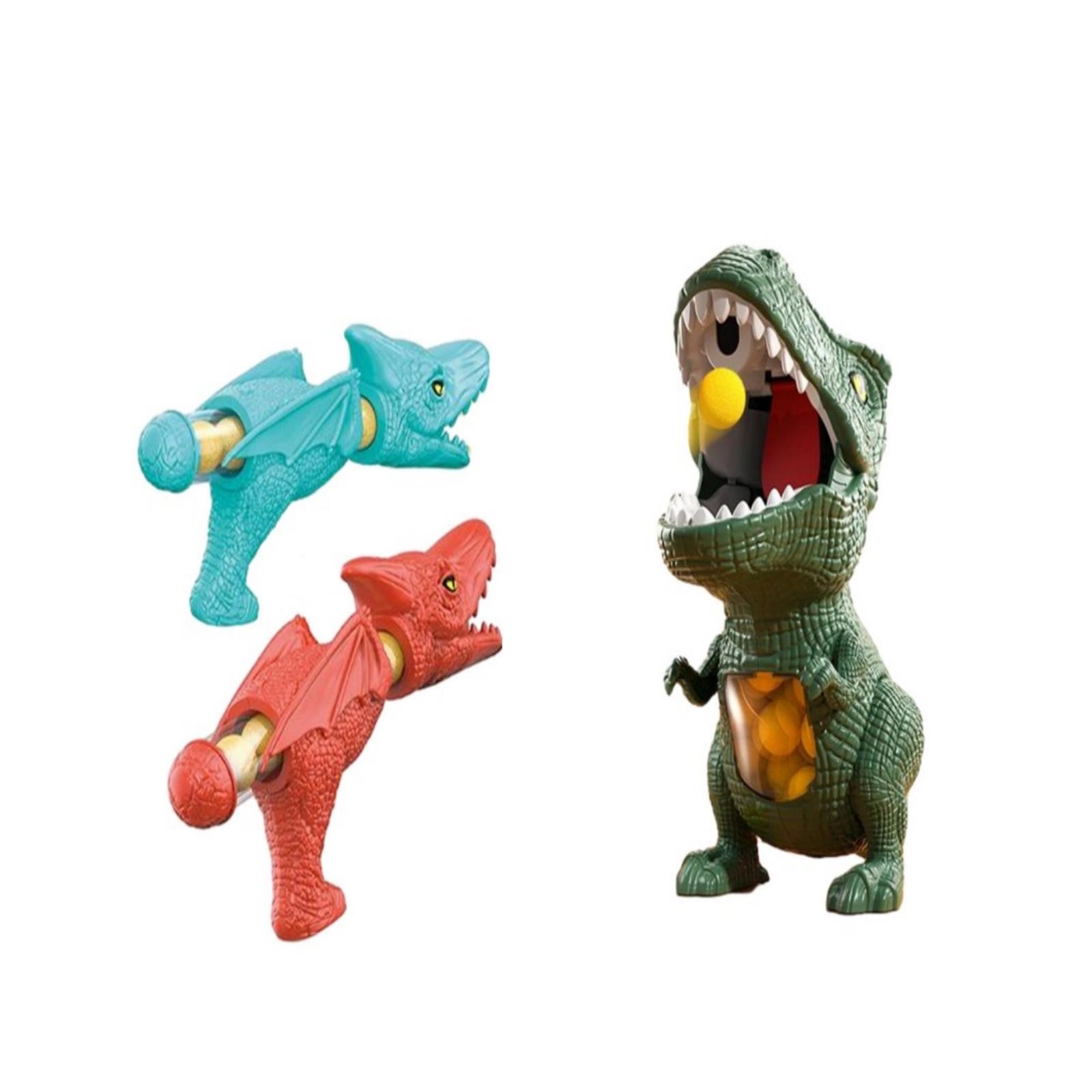 Movable Dinosaur Shooting Toys for 3+ Ages, Shooting Games Toys with 2 Air Pump Shooting Toy, 24 Foam Bullets and Dinosaur, Interactive Competition Game Gift for Birthday Christmas