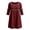 Red, variant on HBBIKVI Tunic-Style Mini Dress for Women Casual 3/4 Sleeve A-Line Dress with Side Pockets and Decorative Trim for Everyday Casual Look