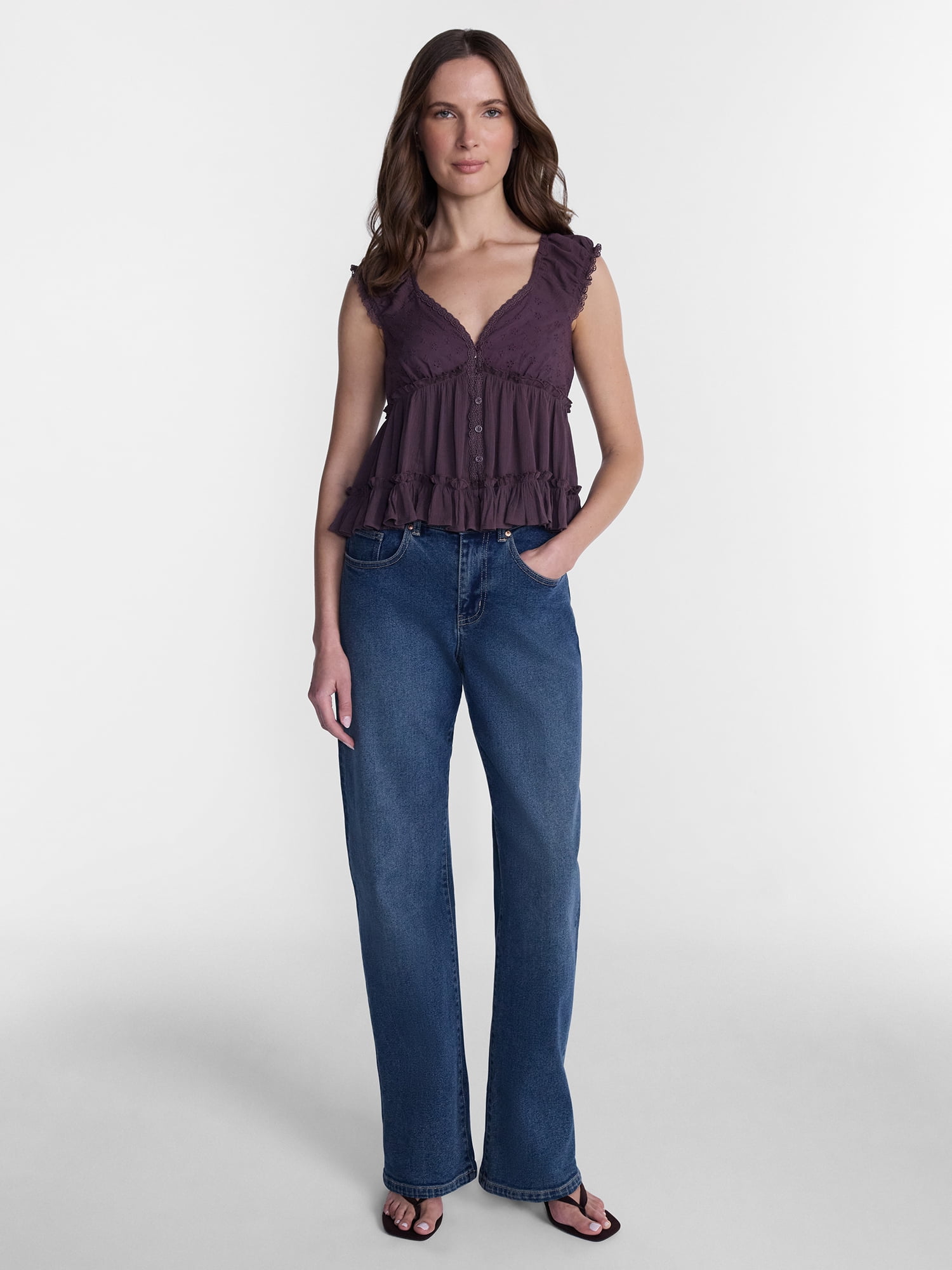 Madden NYC Women’s Lace Trim Top, Sizes XXS-XXL