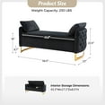 thumbnail image 7 of Upholstered Flip-Top Storage Bench Button Tufted with Pillows Golden Base for Home Bedroom Black, 7 of 7