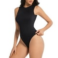 thumbnail image 5 of ZQUUVOU Women's Plus Size Stretch Bodysuit Backless Front Closure Snap Crotch Full Body Shaper Thong Bodysuit Black, 5 of 6