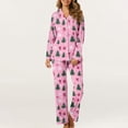 thumbnail image 2 of Fengactive Christmas Printed Pajamas for Women Fashion Long Sleeve Lapel Shirts Pants Casual Home Button Sleepwear, 2 of 7