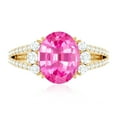 thumbnail image 4 of Rosec Jewels Lab Grown Pink Sapphire Ring for Women with Moissanite - 8X10 MM Oval Shape Sapphire, 10K Yellow Gold, US 8.50, 4 of 9