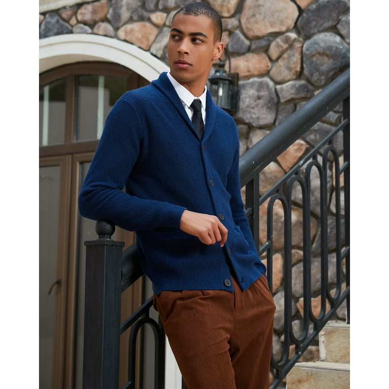 Navy blue sweater mens outfit hotsell
