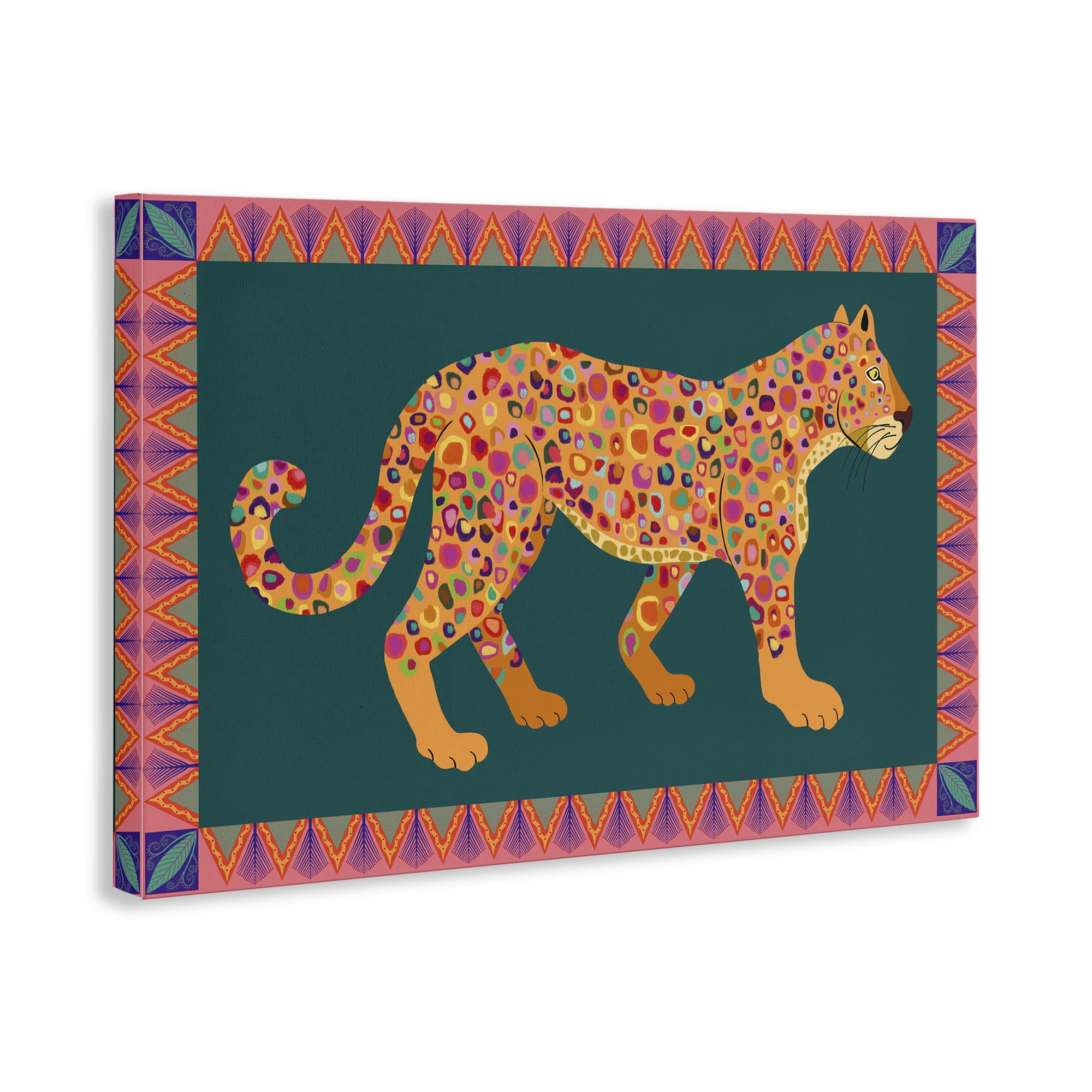 Stupell Industries Bold Patterned Lion Animals Painting Wrapped Canvas Art Print Wall Art, 30 x 20