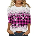 thumbnail image 2 of Wycnly Winter Tee Tops for Women Womens Christmas Shirts Merry Xmas Round Neck Lightweight Ladies Pullover Blouses Casual Snowflake Print Tee Tops Fall 3/4 Sleeve Tops, 2 of 5