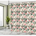 thumbnail image 4 of Ambesonne Tropical Shower Curtain, Plumerias Hibiscuses Art, 69"Wx84"L, Jade Green Pale Ruby, 4 of 4