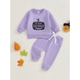 thumbnail image 4 of Baby Toddler Girl 2Pcs Fall Outfits 0 6 12 18 24 Months 2T 3T Long Sleeve Pumpkin/Ghost Print Sweatshirt + Pants Set Clothes, 4 of 9