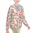 thumbnail image 2 of Xecao Strawberry And Flowers Print Fishing Shirts for teenager Long Sleeve UV Sun Protection Hoodie with Zipper Outdoor Hiking Shirts-Small, 2 of 7