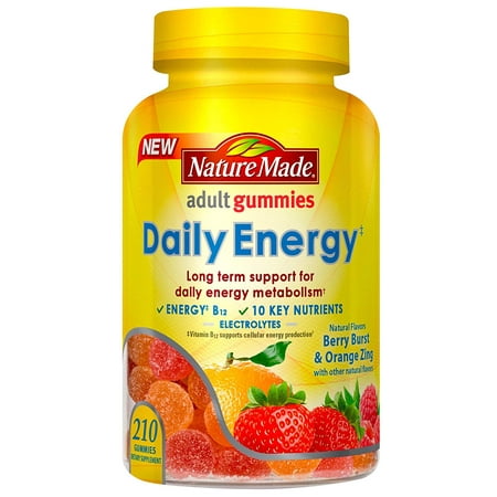 Daily Energy Support Gummy: B12 + 10 Key Nutrients, 70 Ct, Helps convert food to cellular energy. By Nature