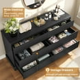 thumbnail image 3 of 6 Drawer Double Dresser Wooden Chest of Drawers Large Storage Cabinet for Bedroom Living Room Entryway, Black, 3 of 9