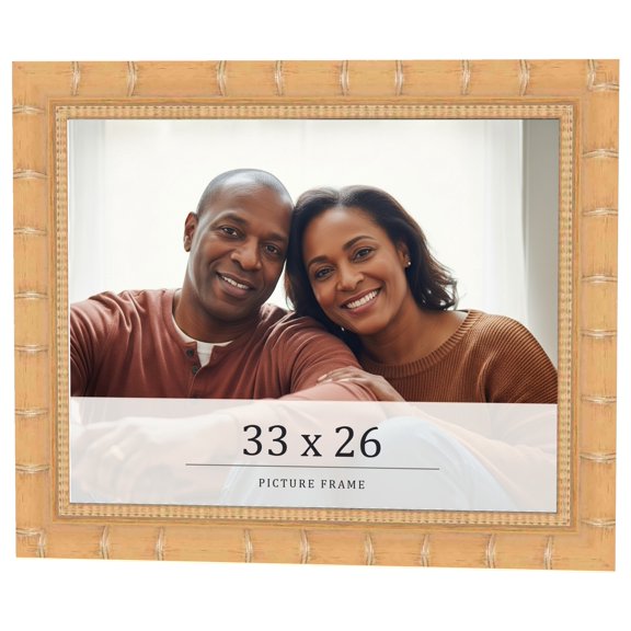 33x26 Light Brown Bamboo Real Wood Picture Frame Width 1.5 inches | Interior Frame Depth 0.5 inches