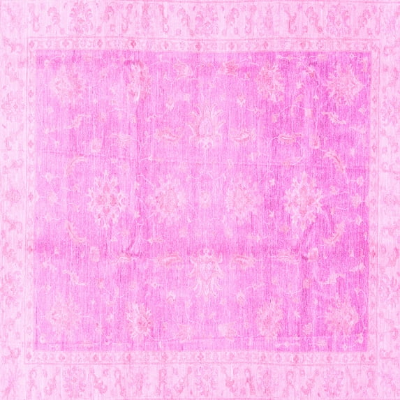 Ahgly Company Indoor Square Oriental Pink Traditional Area Rugs, 6' Square