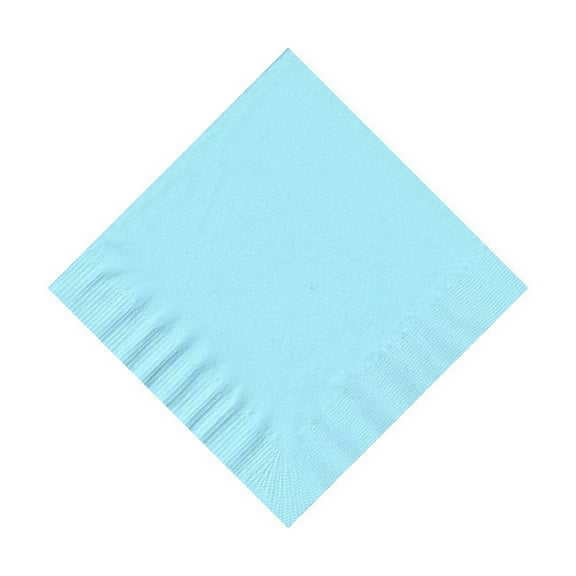 600 -  (12 Pks of 50) 2 Ply Plain Solid Colors Beverage Cocktail Napkins Paper - Light Blue