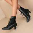 thumbnail image 3 of Mepaouo Womens Vintage Kitten Heel Ankle Boots Renaissance Lace Up Pointed Toe Wingtip Witch Booties, 3 of 6