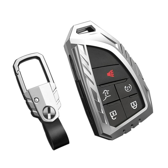 for Chevy Key Fob Cover with Keychain,Zinc Alloy Protection Key Case Compatible with 2021 2022 2023 Chevy Suburban Silverado Tahoe GMC Yukon Sierra 1500 Buick Key Shell Accessories
