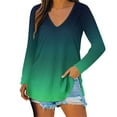 thumbnail image 1 of Haut d'Automne Doux Confortable Jeune Col en V Manches Longues 95 % Polyester, 5 % Spandex (Vert, L), 1 of 4