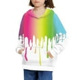 thumbnail image 3 of Xoenoiee Kids Hoodies Pullover Hooded Sweater Cosy Loose Hoodies for Fall Winter Cloth Long Sleeve Playwear Tops with Kangaroo Pocket, Gradient Oil Paiting Pattern, L, 3 of 7