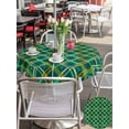 thumbnail image 5 of Outdoor Tablecloth with Umbrella Hole for Patio/Picnic/Party/Camping, Vintage Green Check Waterproof Table Cloth Round Cover Washable, Geometric Tartan Plaid Ethnic (Dia 54"), 5 of 8