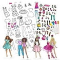 thumbnail image 6 of Barbie: Fabric Fashions Paper Dolls -  Design Playset, 4 Dolls & Stands, Mix & Match Adhesive Outfits, Stickers-Gems-Ribbon, Storage Package, Kids 3+, 6 of 8