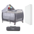 thumbnail image 1 of Cuna Corral para Bebé Plegable con Cambiador y Colchón Impermeable Memory gris Grande, 1 of 10