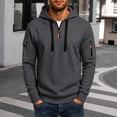 thumbnail image 2 of Wuxian Men's Hoodie With Zip Pocket Fall Winter Casual Quarter Zip Pullover Tops Long Sleeve Hooded Sweatshirts, 2 of 4