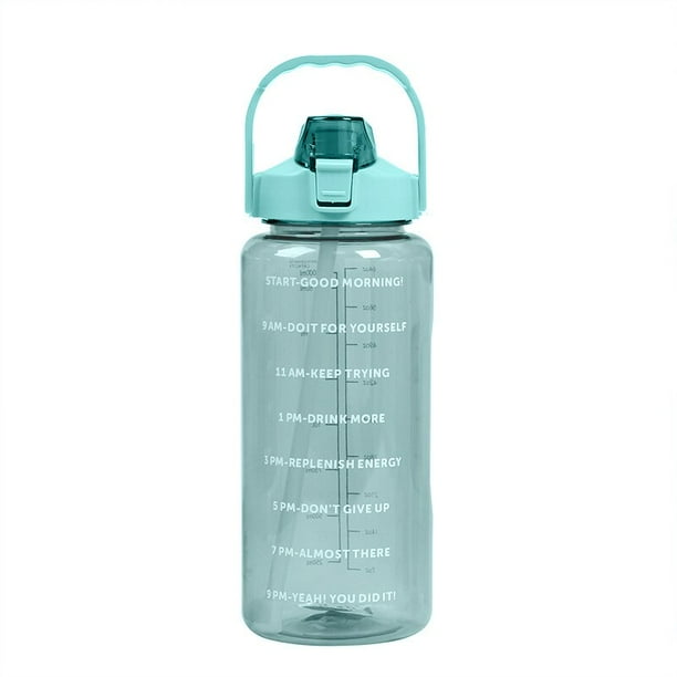Botella de agua deportiva de 2 litros con pajita para hombre y mujer, botellas de agua para Fitness, botella de agua fría para exteriores con marcador de tiempo, Drinkware1
