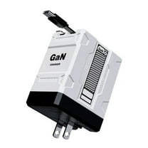 2 in 1 120w Fast Charger, 2025 New Retractable Foldable Fast Charger Module with Type-C and L Cables, All in One Charging Adapter Wall Plug for Phone, Tablet, Laptops (White)