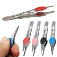 thumbnail image 4 of 1 Stainless Steel Eyebrow Tweezers Slanted Precision Tip Hair Tweezerette 4-inch, 4 of 6