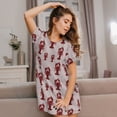 thumbnail image 3 of Gukieu Red Lobster With Claws Print Women's Nightgown, A-line Round Neck Short-sleeved Nightgown Pajamas Home Wear Suitable for Home and Outing, 3 of 6