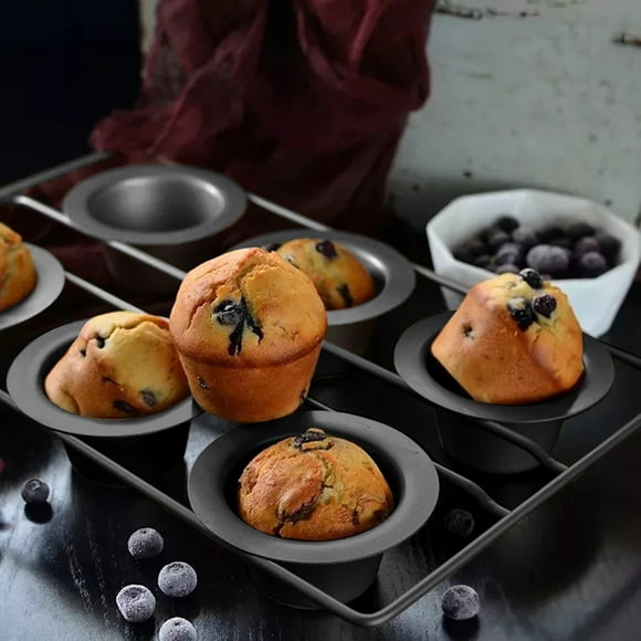 Easy Cleanup Cupcake Pan Circle Cake Pan Carbon Steel Popover Cake Pan Non-Stick Muffin Cupcake Bakeware, Vertical Cup Design, Versatile