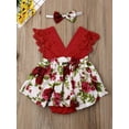 thumbnail image 3 of Dewadbow Newborn Baby Girls Floral Romper Lace Bodysuit Jumpsuit Headband Outfit, 3 of 6