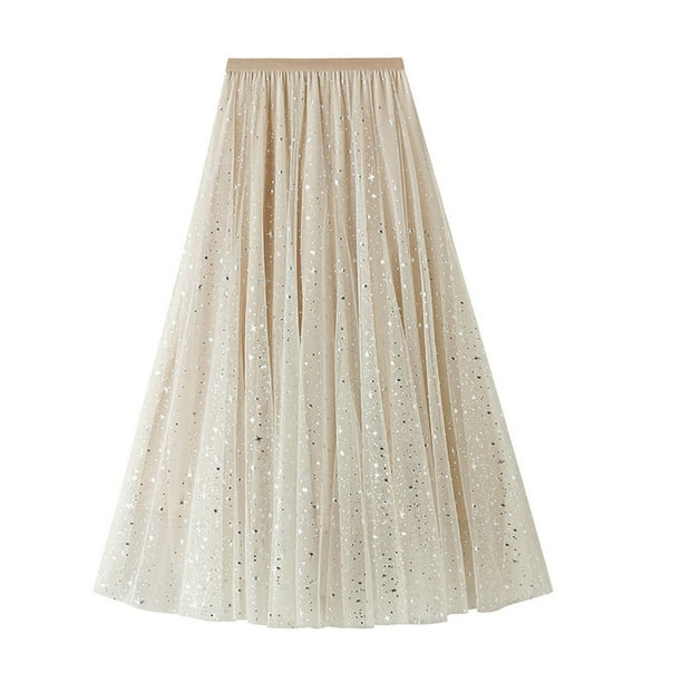 High Waisted Sequin Pleated Midi Skirt