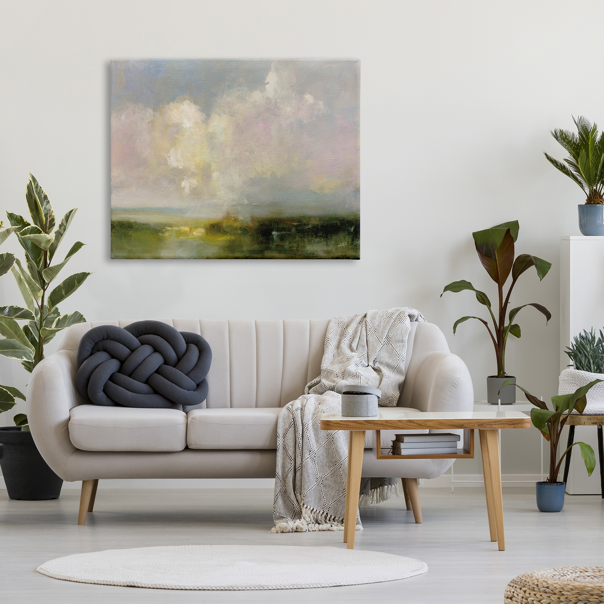 Stupell Industries Abstract Clouds Painting Landscape Painting Gallery Wrapped Canvas Art Print Wall Art, 48 x 36