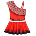 thumbnail image 2 of Girls Princess Red One Piece Swimsuit One Shoulder Sets Summer Beach Tankinis Swimwear, Size 7-8, 2 of 8