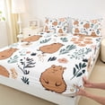 thumbnail image 3 of Homewish Cute Cartoon Capybara Twin Sheet Sets,Country Farmhouse Lodge Twin Fitted Sheet,Brown White Flat Sheet For Boys Kids,Ultra Soft Home Decor,3 Pieces, 3 of 7