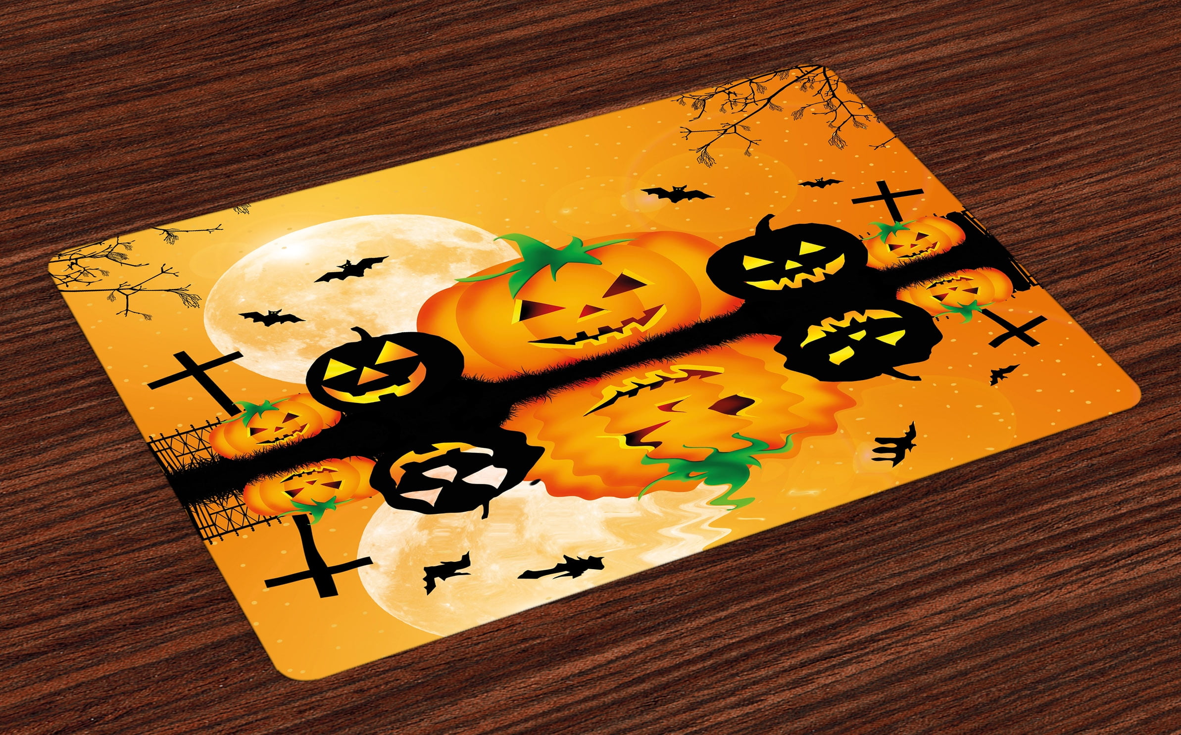 Halloween Placemats Set of 4 Spooky Carved Halloween Jack o Lantern and