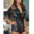 thumbnail image 3 of TMOYZQ Women's Satin Robe Lace Valentines Nightgown for Women Kimono Bathrobes Short Belted Robes Bride Bridesmaids Sleepwear on Clearance, 3 of 5