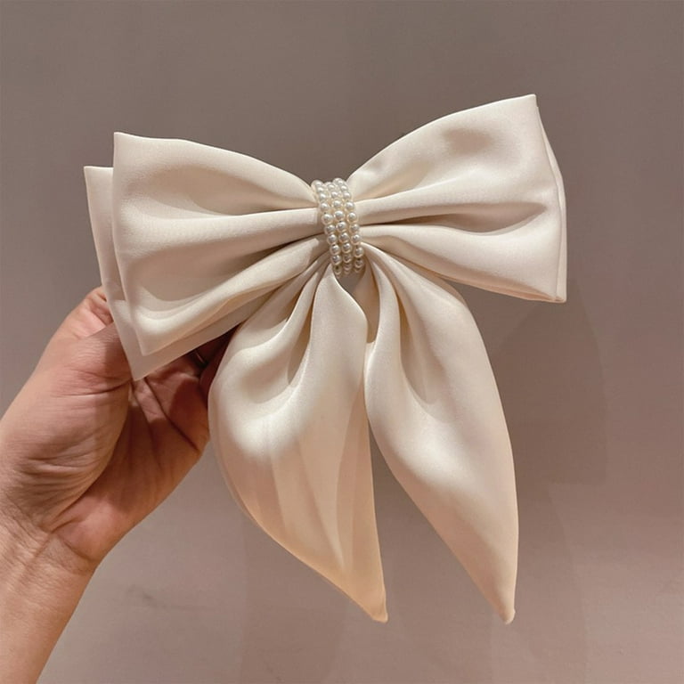 LSLJS Silk Satin Hair Bows for Women, Large Ribbon Bow Hair